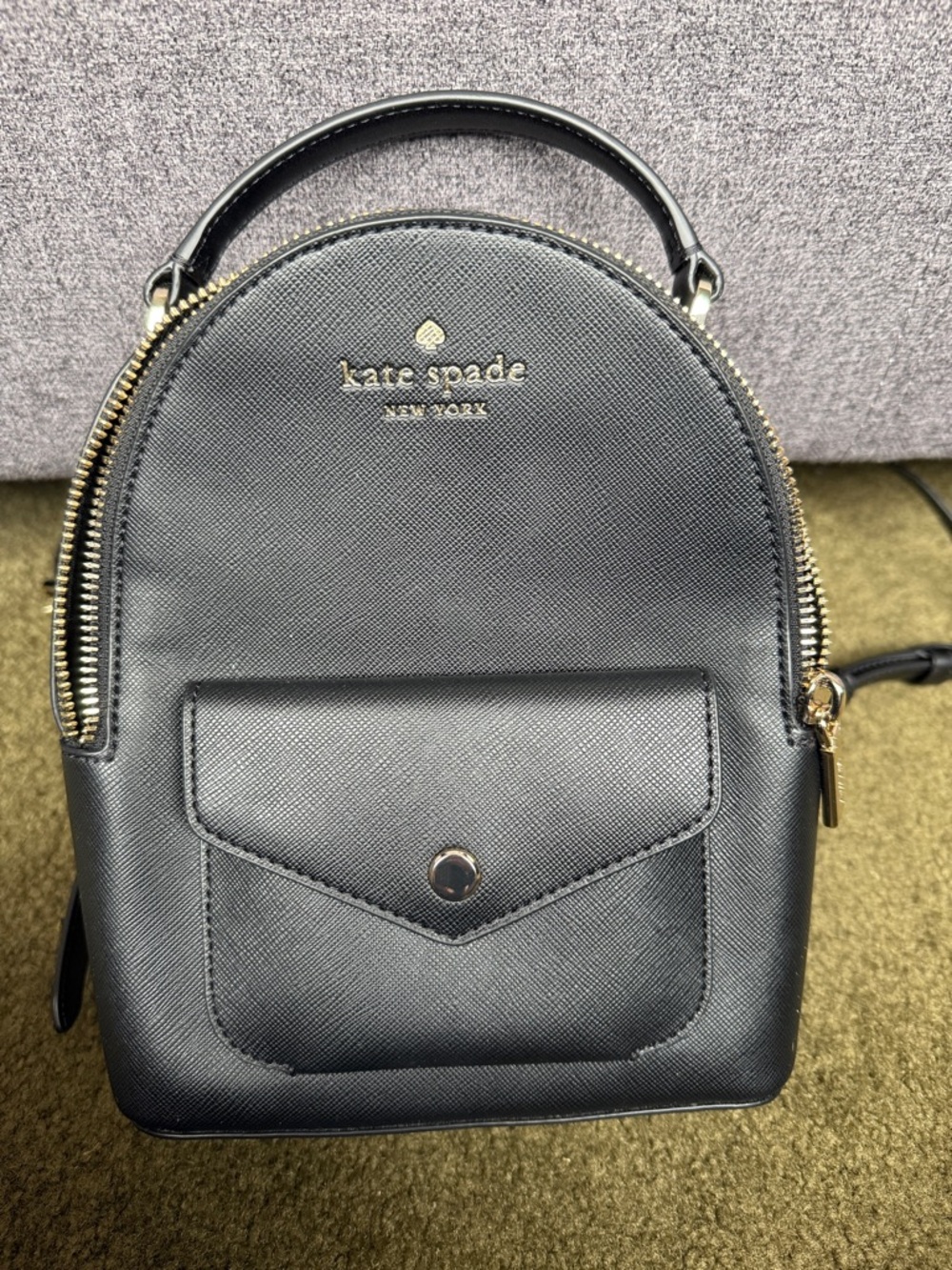 kate spade black mini saffiano backpack
